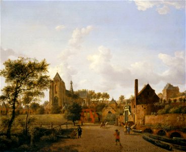 Jan van der Heyden (Gorinchem 1637-Amsterdam 1712) - The South-West Approach to the Town of Veere with the Groote Kerk - RCIN 405950 - Royal Collection