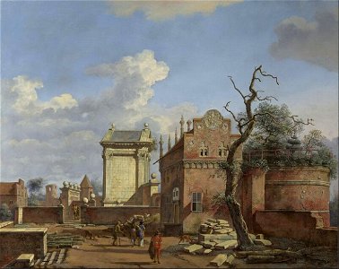 Jan van der Heyden - An architectural fantasy. Free illustration for personal and commercial use.