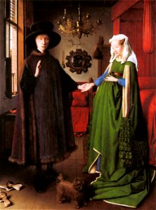 Jan van Eyck - Portrait of Giovanni Arnolfini and his Wife - WGA7689. Free illustration for personal and commercial use.