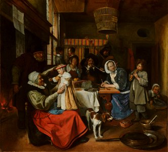 Jan Steen - 'As the Old Sing, so Pipe the Young' - 169 - Mauritshuis