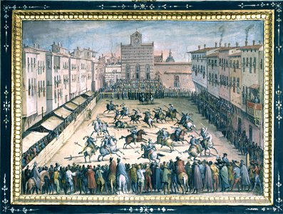 Jan Van der Straet (known as Giovanni Stradano) - Horse joust in Piazza Santa Croce - Google Art Project
