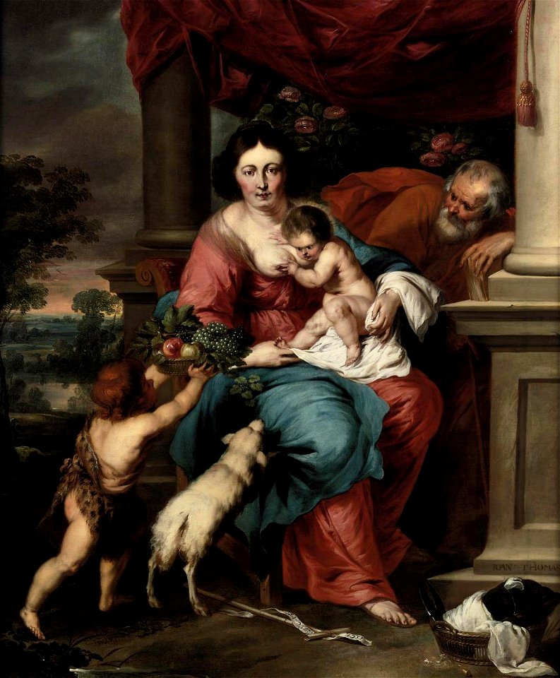 Jan Thomas - The Holy Family and the Infant St John holding a basket of fruit