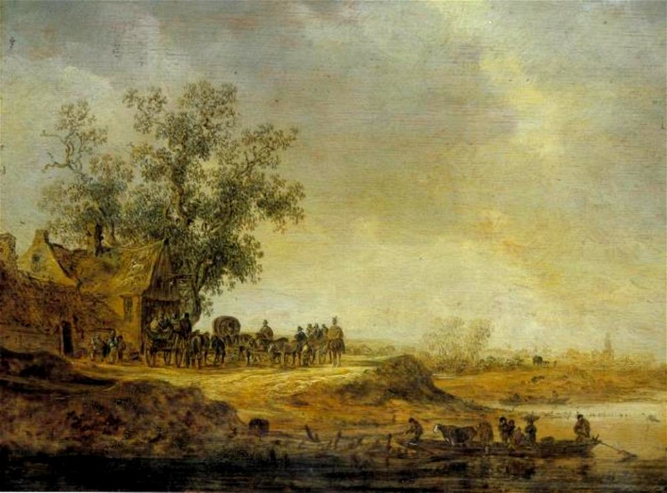 Jan van Goyen - Landschap met reizigers bij een herberg - 1098 - Städel Museum