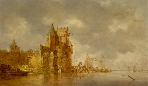 Jan van Goyen - River landscape with a ruined river fortress l20034-bfx29-01