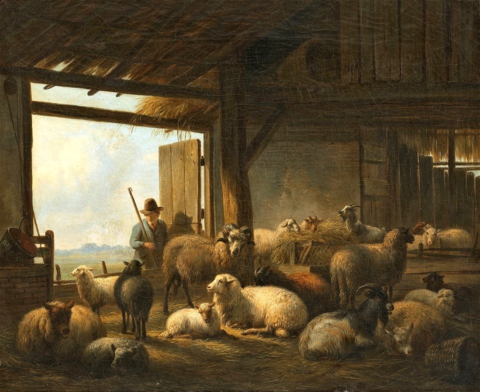 Jan van Ravensway Schafstall mit Schäfer