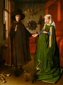 Jan van Eyck - Portrait of Giovanni Arnolfini and his Wife - WGA7690. Free illustration for personal and commercial use.