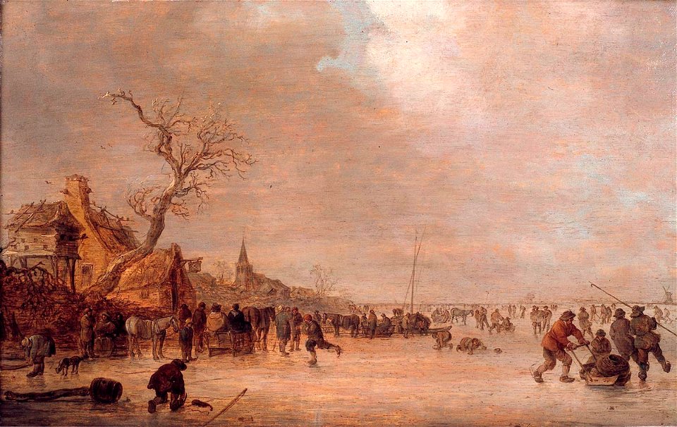 Jan van Goyen - Winterlandschap met schaatsers en herberg NK1898