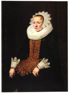 Jan van Ravesteyn - Portrait of a Young Lady in a Wedding Stomacher, Diadem Cap and Millstone Ruff, 1623