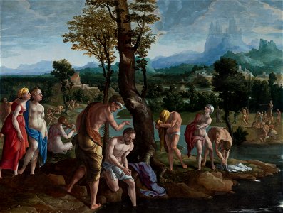 Jan van Scorel - The Baptism of Christ - WGA21079. Free illustration for personal and commercial use.