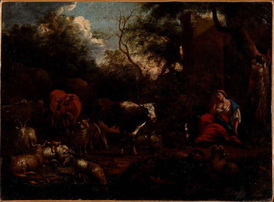 Jan van Gool - Mountain Landscape with Resting Woman - NG.M.00099 - National Museum of Art, Architecture and Design
