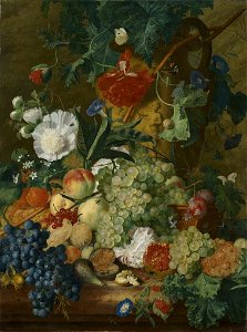 Jan van Huysum - Früchte und Blumen - 2077 - Bavarian State Painting Collections. Free illustration for personal and commercial use.
