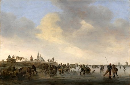 Jan van Goyen - Skating on the Merwede near Dordrecht 33 Goyen 394. Free illustration for personal and commercial use.
