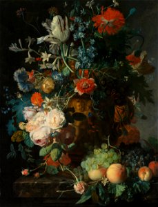 Jan van Huysum - Stilleven met bloemen en vruchten - Google Art Project. Free illustration for personal and commercial use.