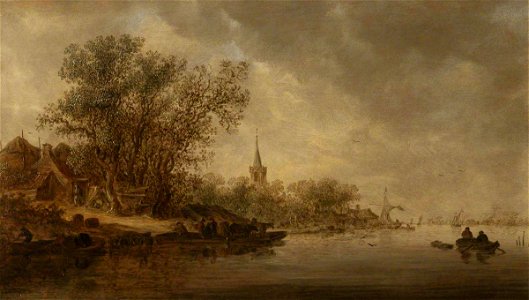 Jan van Goyen (1596-1656) - A River Scene - 446722 - National Trust. Free illustration for personal and commercial use.