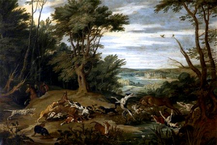 Jan van Kessel the elder (1626-1679) (attributed to) - A Stag Hunt - 872110 - National Trust