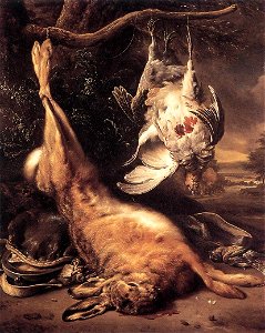 Jan Weenix - Dead Hare and Partridges - WGA25508. Free illustration for personal and commercial use.