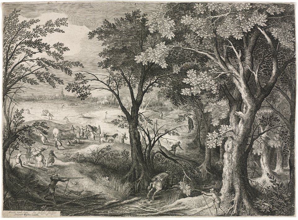 Jan van Londerseel (Dutch, 1578-1625), David Vinckboons (Dutch, 1576-1629) - Landscape with Travelers Attacked by a Gang of Robbers - 1995.79 - Cleveland Museum of Art