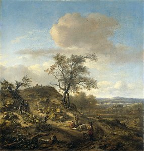 Jan Wijnants - Landschap met een jager en andere figuren