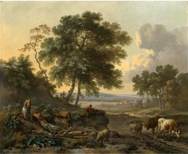 Jan Wijnants and Adriaen van de Velde - A drover resting his cattle L07032-157-lr-1. Free illustration for personal and commercial use.