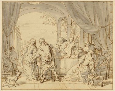 Jan Verkolje (I) - Merry company in a portico