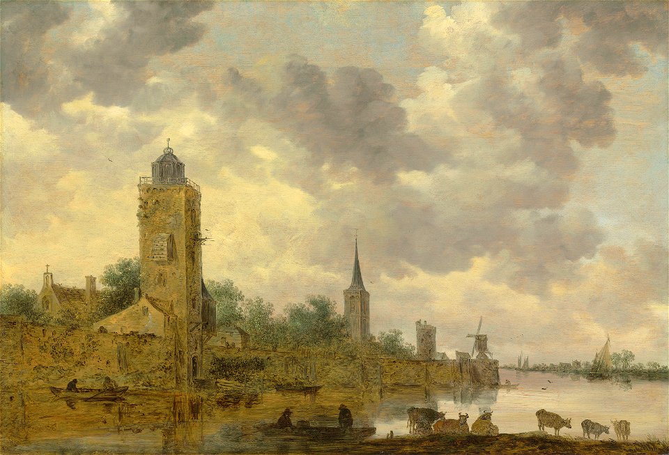 Jan van Goyen - River Landscape with Lighthouse and City Wall 2019 CKS 17195 0014