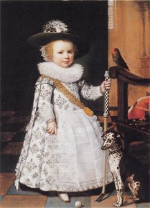 Jan van Ravesteyn - Portrait of a Boy with a Golf Club and a Dog - 1628