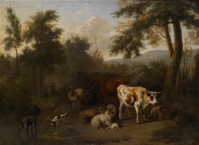 Jan Vermeer van Haarlem dJ Bewaldete Landschaft mit lagerndem Vieh