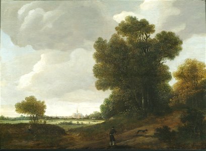Jan Wils - landscape with Haarlem Bavo church in background 1644 FHM01 OS-I-539. Free illustration for personal and commercial use.