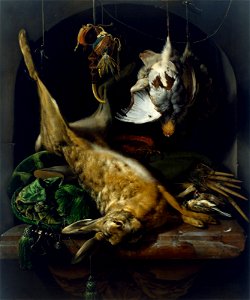 Jan Weenix - Still Life of a Dead Hare, Partridges, and Other Birds in a Niche - 2001.82 - Museum of Fine Arts. Free illustration for personal and commercial use.