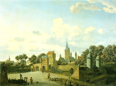 Jan van der Heyden and Adriaen van de Velde - The church of St. Severin in Cologne in a fictive setting. Free illustration for personal and commercial use.