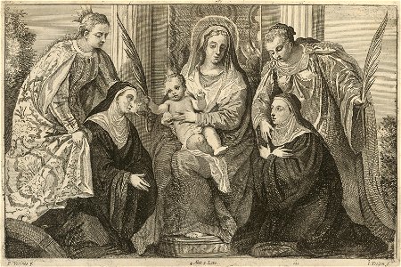Jan van Troyen - Madonna and Child with Saints Lucy and Catherine and 2 Nuns SVK-SNG.G 11965-122