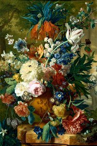 Jan-van-Huysum-Flowers-in-a-Vase-with-Crown-Imperial-and-Apple-Blossom-at-the-Top-and-a-Statue