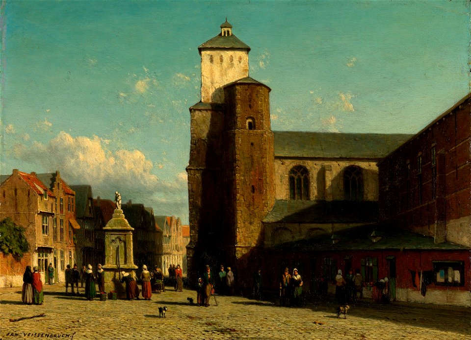 Jan Weissenbruch (1822-80) - View of a Belgian town - RCIN 408936 - Royal Collection