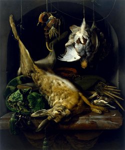Jan Weenix - Still Life of a Dead Hare, Partridges, and Other Birds in a Niche - Google Art Project. Free illustration for personal and commercial use.