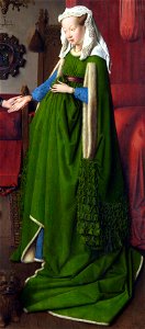 Jan van Eyck - Portrait of Giovanni Arnolfini and his Wife (detail) - WGA7692. Free illustration for personal and commercial use.