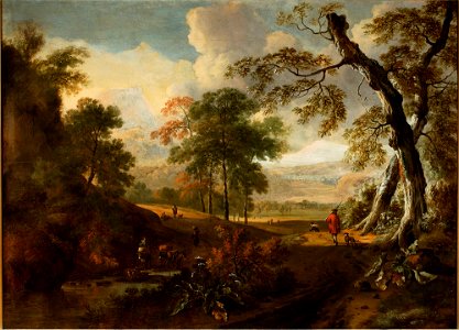 Jan Wijnants - Landscape with a road - 129764 MNW - National Museum in Warsaw. Free illustration for personal and commercial use.