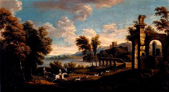 Jan Wyck - Hunting Scene - WGA25917. Free illustration for personal and commercial use.