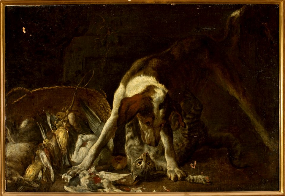 Jan Vonck - Dog attacking a cat - M.Ob.1376 MNW - National Museum in Warsaw