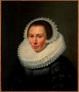 Jan van Ravesteyn - Portret van Anna van Brouchoven, echtgenote van Willem van Baersdorp - S 368 - Museum De Lakenhal. Free illustration for personal and commercial use.