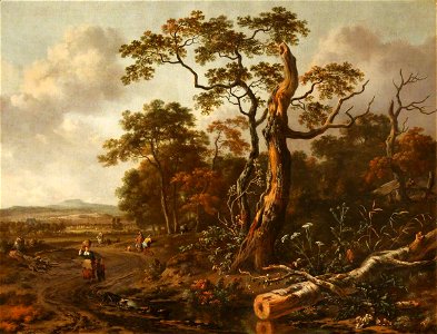 Jan Wijnants (c.1635-1684) - Figures on a Road by a Wood - 1535126 - National Trust