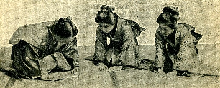Japanese at a meeting. Before 1902. Free illustration for personal and commercial use.