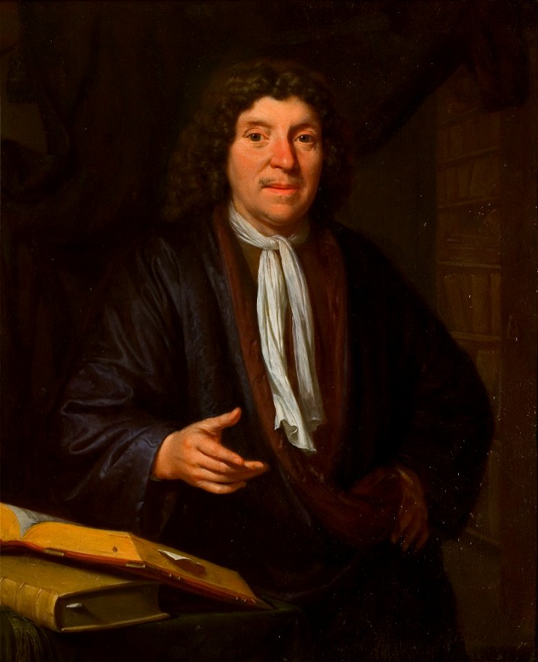 Jan Verkolje I - Portret van een geleerde (vermoedelijk Cornelius van Acker, pastoor te Delft) in zijn studeerkamer - 2573 - Rijksmuseum Twenthe