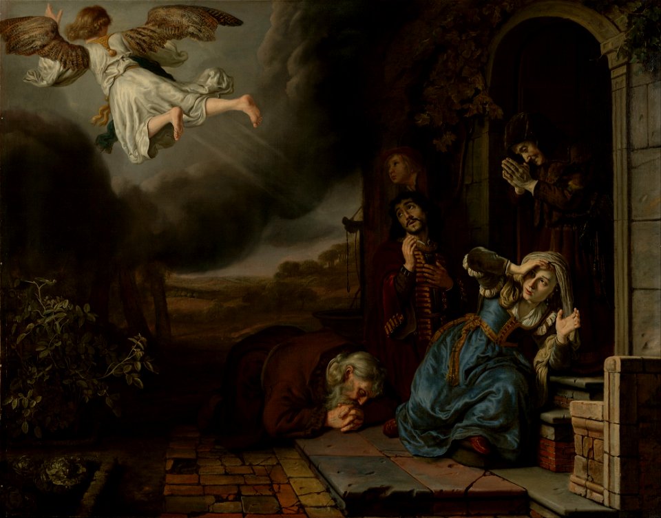 Jan Victors (Dutch, 1619 - after 1676) - The Angel Taking Leave of Tobit and His Family - Google Art Project