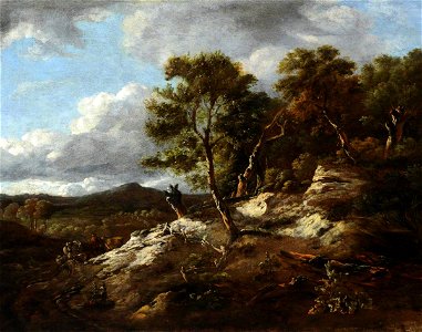 Jan Wijnants (c.1635-1684) (circle of) - A Rocky Wooded Landscape - 959463 - National Trust. Free illustration for personal and commercial use.