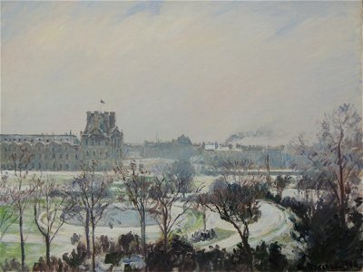 Jardin des Tuileries, effet de neige (Pissarro). Free illustration for personal and commercial use.