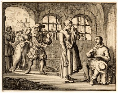 Jaques d´Auchy neemt in de gevangenis te Leeuwarden afscheid van zijn vrouw, objectnr A 41920