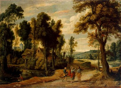 Jan Wildens - Landscape with Christ and his Disciples on the Road to Emmaus - WGA25745. Free illustration for personal and commercial use.