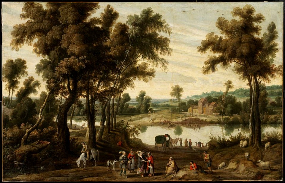 Jan Wildens - Landscape with Gentlefolk and Gypsies - 73.9 - Museum of Fine Arts