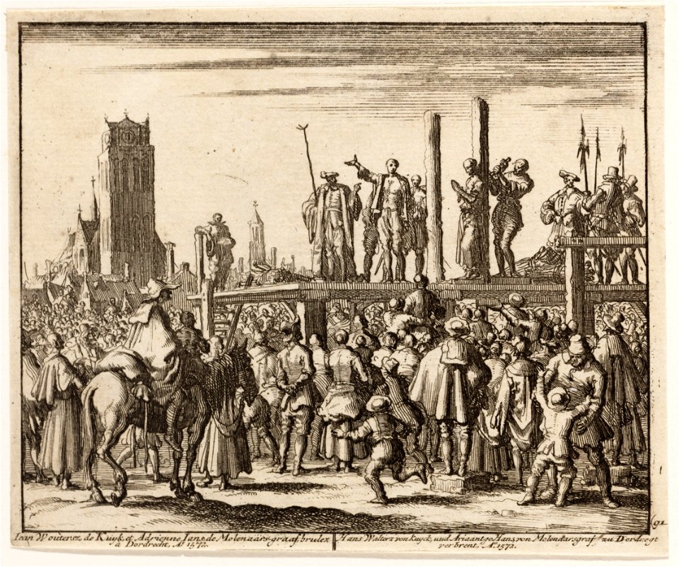 Jan Woutersz van Kuyk en Adriaanken Jans te Dordrecht verbrand. Anno 1572, objectnr A 41944