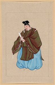 Japanese man, full-length, standing, facing left, wearing minister's robe over kimono LCCN2009630117. Free illustration for personal and commercial use.